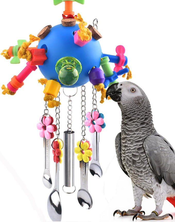 KATUMO colorful acrylic stick toys parrot pull spoons bird chew toys for Amazon and African Grey parrots