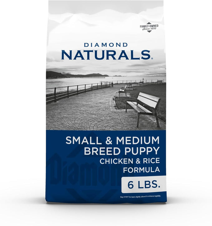 Diamond Naturals Real Meat Small & Medium Breed Puppy Formula Dry Dog Food, 6 Pound, Cage-Free Chicken