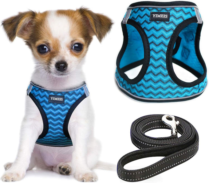 Yimeis No Pull Soft Mesh Pet Harness and Leash Set for Small Medium Large Dogs and Cats, Pink, X-Small