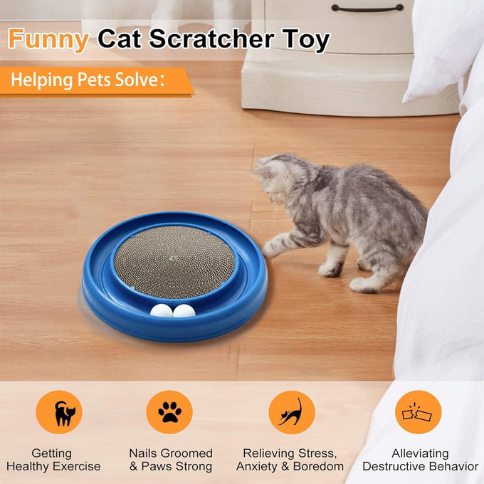 lyctdd Interactive Blue Cat Ball Track Toy with Scratching Board & Exercise Set for Indoor Cats and Kittens