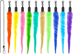 10pcs colorful cat wiggle worm toy attachments pack, 1pc black string for cat fishing pole toy, assorted indoor kitten toys