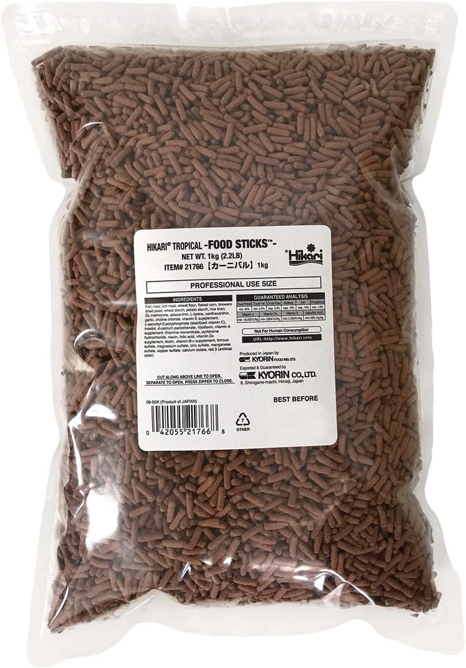 Hikari Tropical Food Sticks 250g - High-Carotenoid Formula for Top-Feeding Carnivores