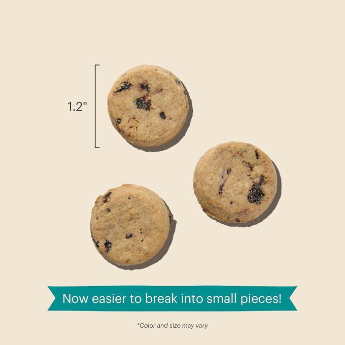 The Honest Kitchen Human Grade Dog Treats, Goat's Milk N' Cookies with Probiotics, Slow Baked with Blueberries & Vanilla, 8 oz Bag for All Ages & Sizes.