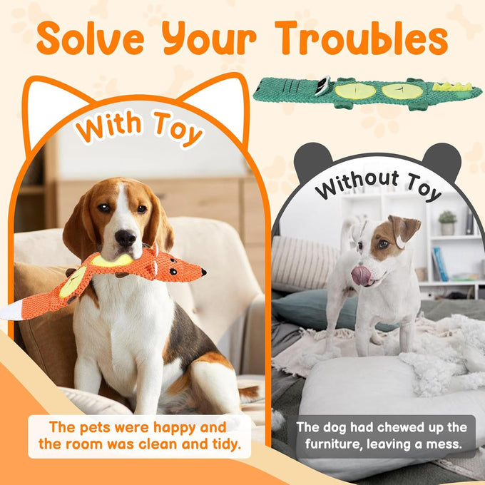 2 Pack Dog Toys for Aggressive Chewers - Interactive Dog Toys with Squeaker & No Stuffing