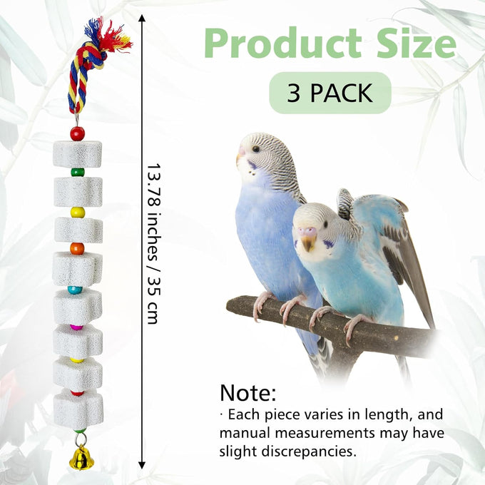 lava calcium bird beak grinding stone with bell hanging parakeet cage accessories for parrot budgies hamster