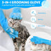 Pecute Heat Resistant Silicone Pet Grooming Gloves with High-Density Teeth, Blue