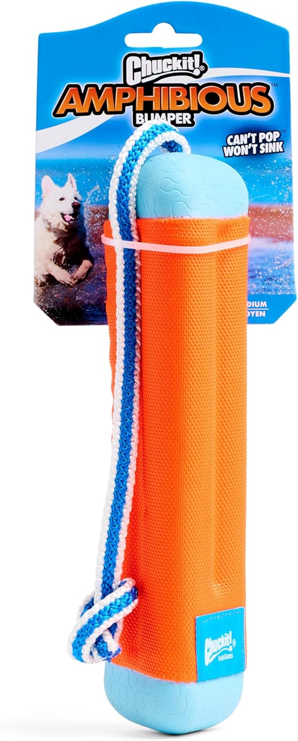 chuckit! amphibious bumper fetch stick toy for medium dogs - floats in water - interactive dog toys