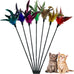 cat wand feather toys set, 6 pieces interactive cat toys for indoor cats, 17.7 in feather stick