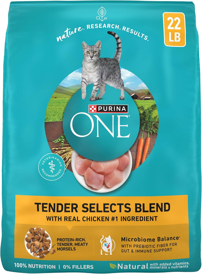 Purina ONE Natural Dry Cat Food, Tender Selects Blend With Real Chicken - 22 lb. Bag