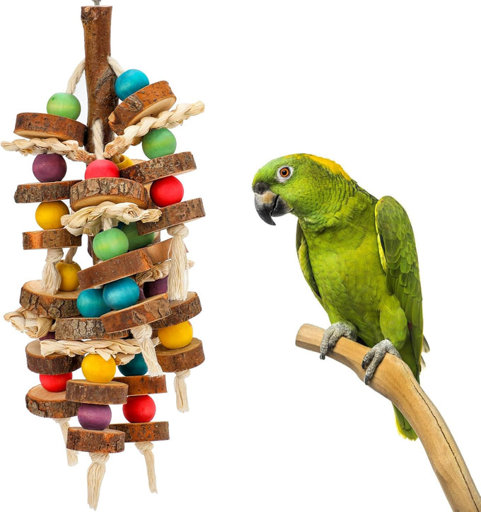 Rypet Parrot Cage Bite Wooden Block Toy for Small Medium African Greys Parrots Birds