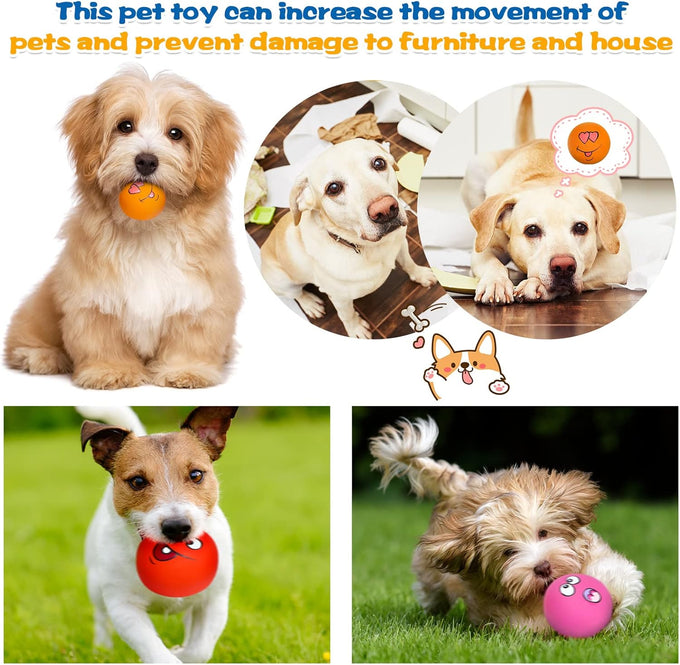 Hungdao 12-piece latex rubber squeaky dog toys, 6 colors, smile face emoticon, 100% safe for small medium pets