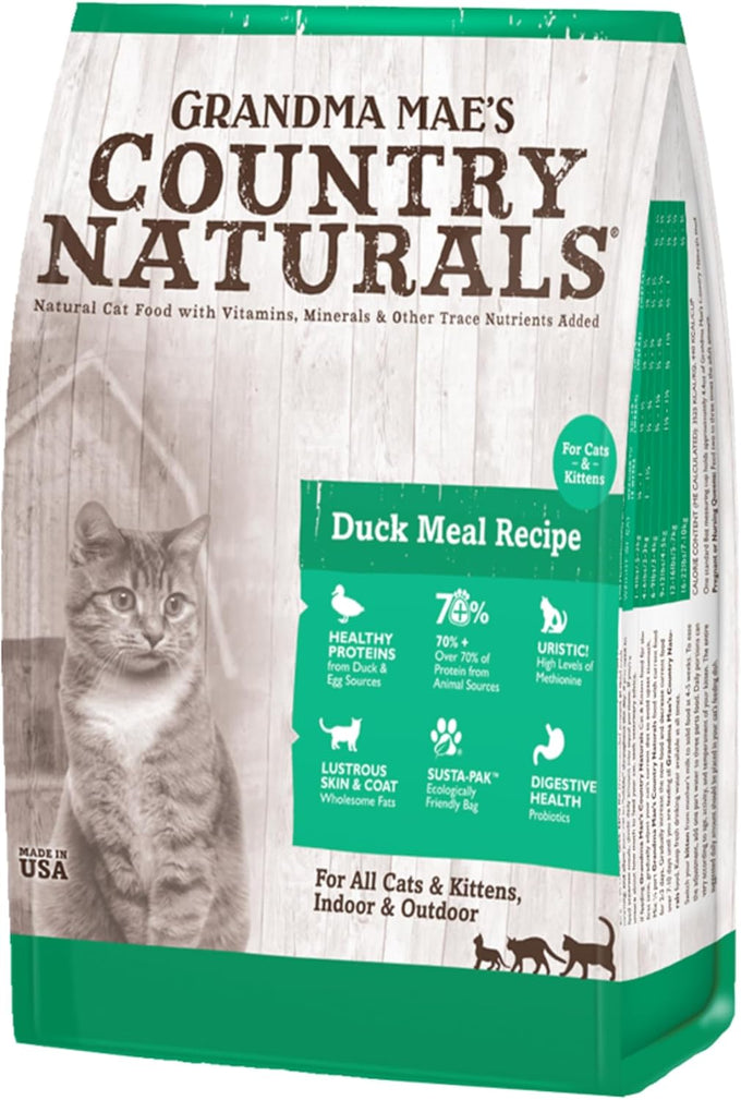 Grandma Mae's Country Naturals Duck & Brown Rice Slow Cooked Cat Food, 3 LB Bag, Made in USA