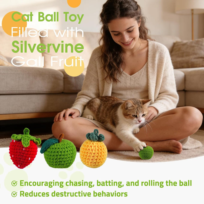 9-pack natural silvervine cat toys handmade yarn balls catnip balls stress relief indoor kitten enrichment