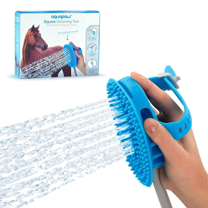 Aquapaw dog bath brush pro & shower attachment - large silicone rubber - 8ft hose attachment & shower wand for pet bathing