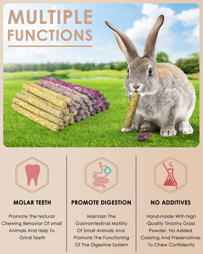 Bissap 36PCS rabbit chew sticks, mixed natural flower rose chrysanthemum and forget-me-not treats for small animals molar snacks
