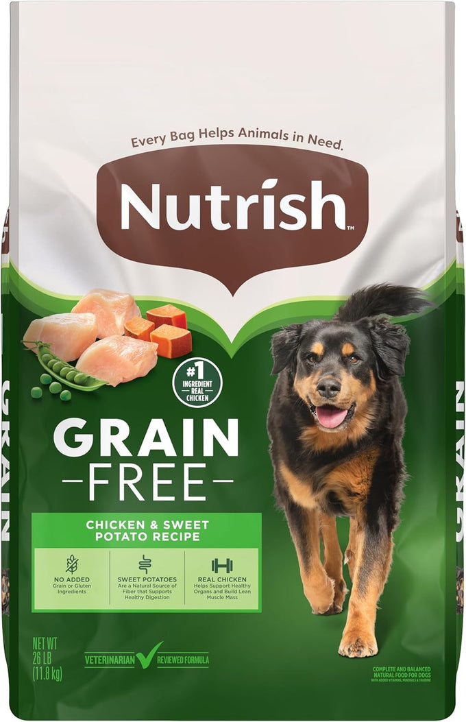 Nutrish Grain-Free Chicken & Sweet Potato Dog Food, 26 lb