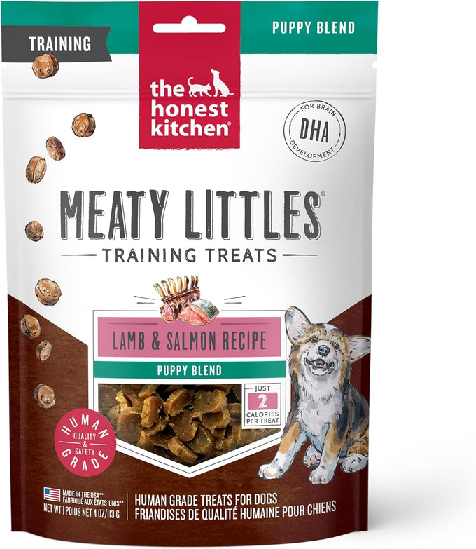 Honest Kitchen Human Grade Dog Treats Surf & Turf Meaty Littles with Beef & Salmon Recipe, 4 oz Bag, USA Made