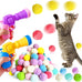 2 Cat Toy Launchers & 100 Cat Pom Pom Balls in Macaroon Colors, Silent Plush Elastic Balls for Kitty