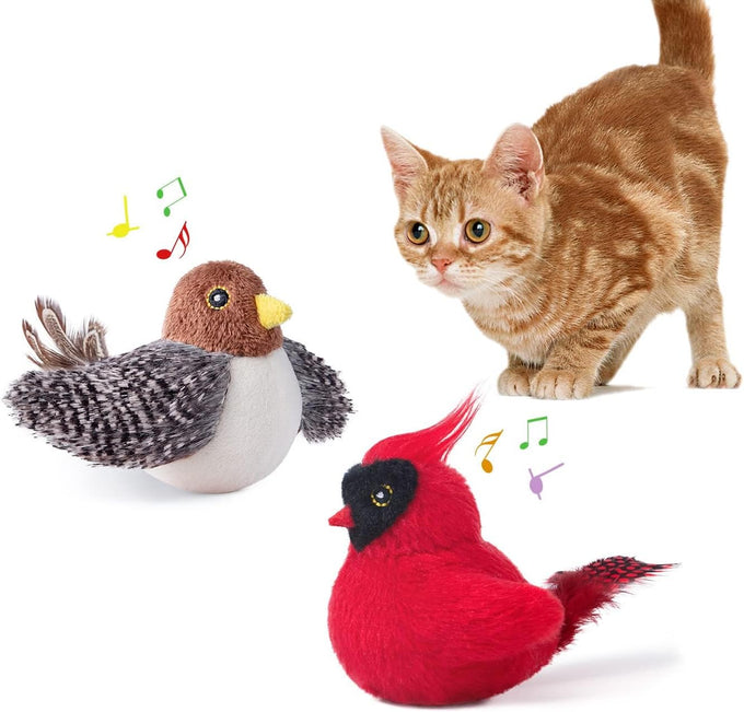 Potaroma SilverVine Cat Toys Chirping Realistic Birdies Interactive Kicker Indoor Kitty Exercise Toys 2 Pcs