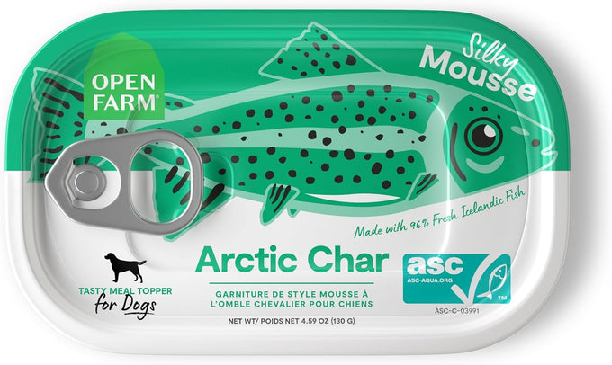 Open Farm, Canned Dog Food Topper, Silky Mousse Made with 96% Responsibly Sourced Icelandic Fish, Grain & Legume Free, Salmon Recipe, 4.59oz Cans (Pack of 12)