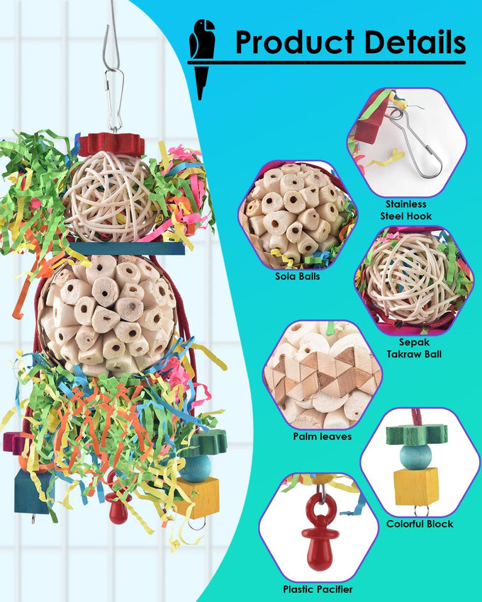 bissap 2pcs parrot foraging shredder toys sola balls sepak takraw for cockatiels parakeets conures love birds cage toy
