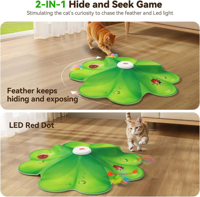 Feelnedy rechargeable cat toy with movable LED dot and feathers for indoor cat exercise and boredom prevention