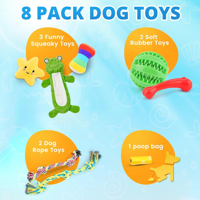 loyee 8 pack puppy toys for small dogs luxury dog chew toys with squeaky plush toys rope toys and ball teething toys
