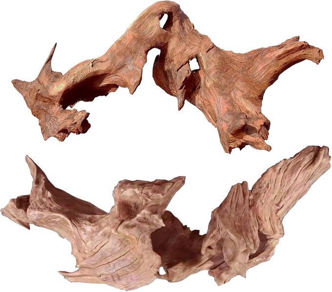 Jorewood natural aquarium driftwood 3-piece set for fish tanks and reptile terrariums, low tannin, 7-11 inch, easy to sink
