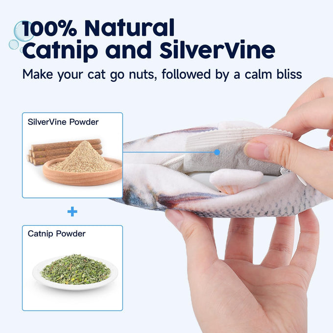 potaroma cat toys flopping fish with catnip automatic motion sensor 10.5 inches