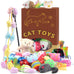 Quozuo 30 pc cat toy set, interactive kitten toy wand, cat balls with bells, non-toxic safe gift box