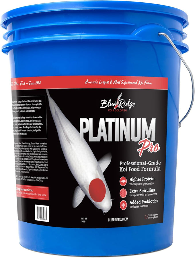 Blue Ridge 4.5lb Koi Fish Food Platinum Pro Formula, Premium Pond Pellet with Spirulina for Color Enhancement
