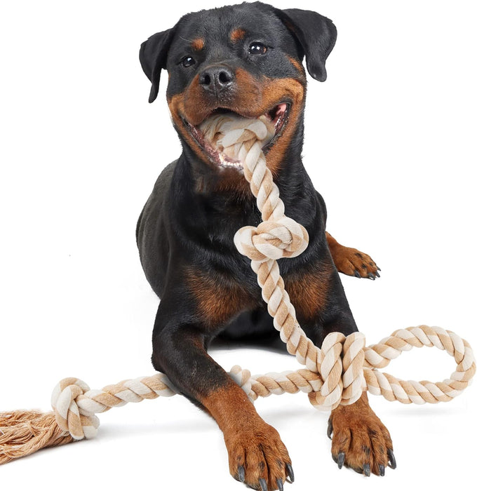 Fida Cotton Rope Dog Toy for Large/Medium Aggressive Chewers, 3 Feet 5 Knots, Tug of War and Teeth Cleaning
