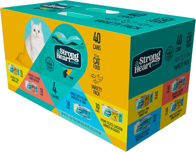 A Strong Heart Canned Wet Cat Food, Chicken & Tuna Dinner Paté - 5.5 oz Cans (Pack of 24), Made in The USA with Real Chicken & Tuna