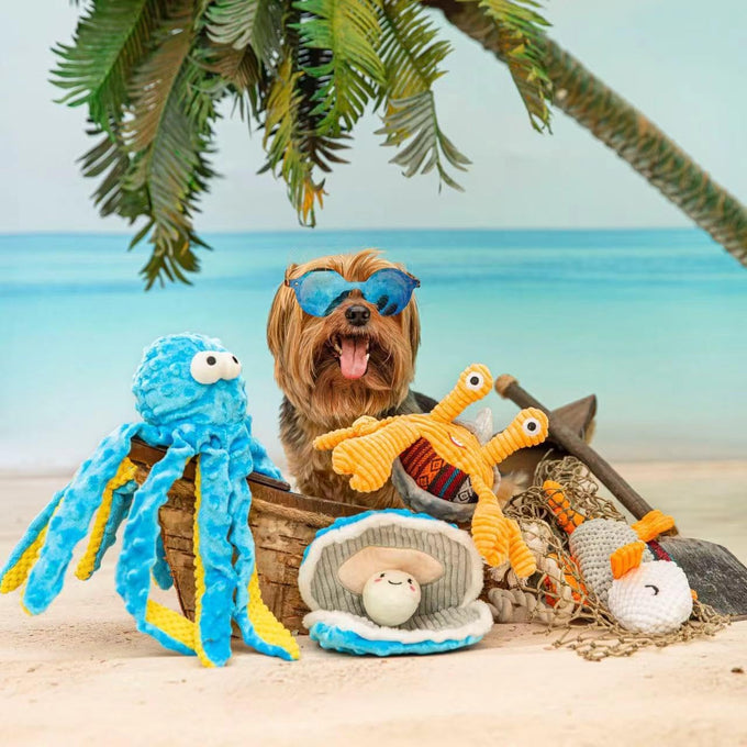nocciola 4-pack crinkle squeaky dog toys for aggressive chewers, durable plush rope tug toy for small medium large breeds