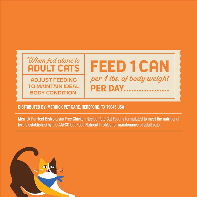merrick purrfect bistro grain free premium soft canned pate adult wet cat food high protein chicken recipe 3 oz can