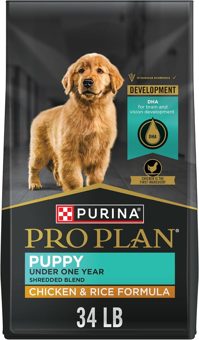Purina Pro Plan Shredded Blend Chicken & Rice Puppy Food, 34 lb