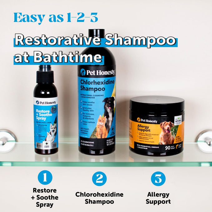 pet honesty chlorhexidine cat & dog shampoos with chlorhexidine for seasonal itch relief allergies & skin problems 16oz