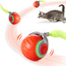 Potaroma moving ball cat toy with feather tail, rechargeable, 2-speed, 2-modes, orange, for indoor cats exercise