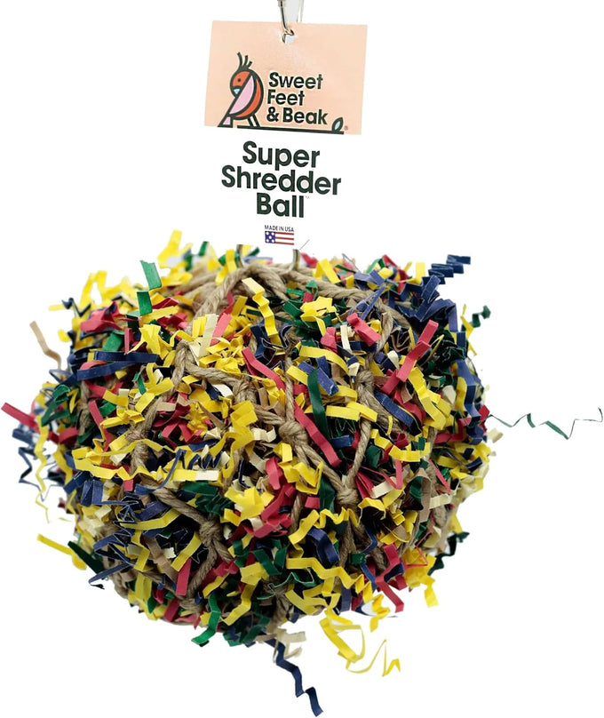 3 inch colorful paper and wooden shredder ball bird toy for cockatiels parrots and more
