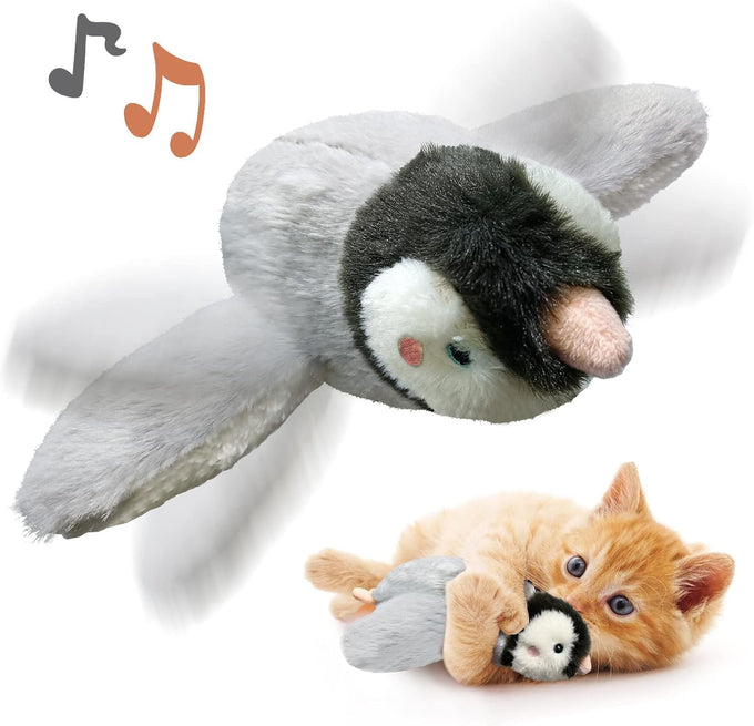 Flapping Wings Sparrow Catnip Toy, Touch Activated, Rechargeable, Chirping Bird Interactive Toy for Kittens and Small Dogs
