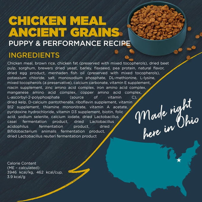 Blackwood 4.5 Pound Bag Puppy & Performance Dry Dog Food with Chicken Meal and Ancient Grains