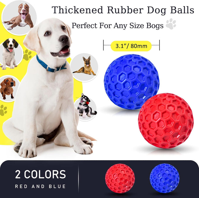 2-pack indestructible squeaky dog balls for aggressive chewers, large and medium breeds, outdoor rubber toys
