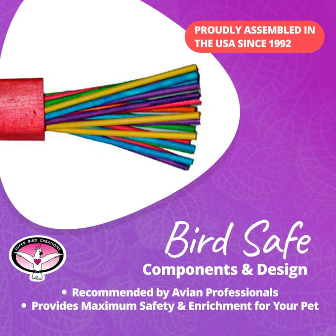 super bird creations sb301 chewable paper party bird toy for medium to large birds with colorful lollipop sticks