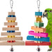 dbness large parrot hanging chew toy 2 pcs wooden block with bell for medium to large parrots and cockatiels