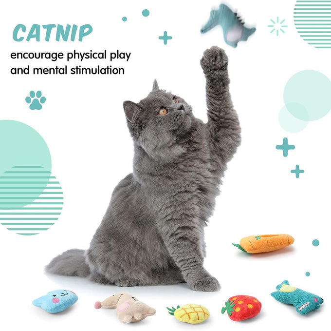 gejoy 20 pack catnip toys for indoor cats plush kitten chew toys catnip interactive safe