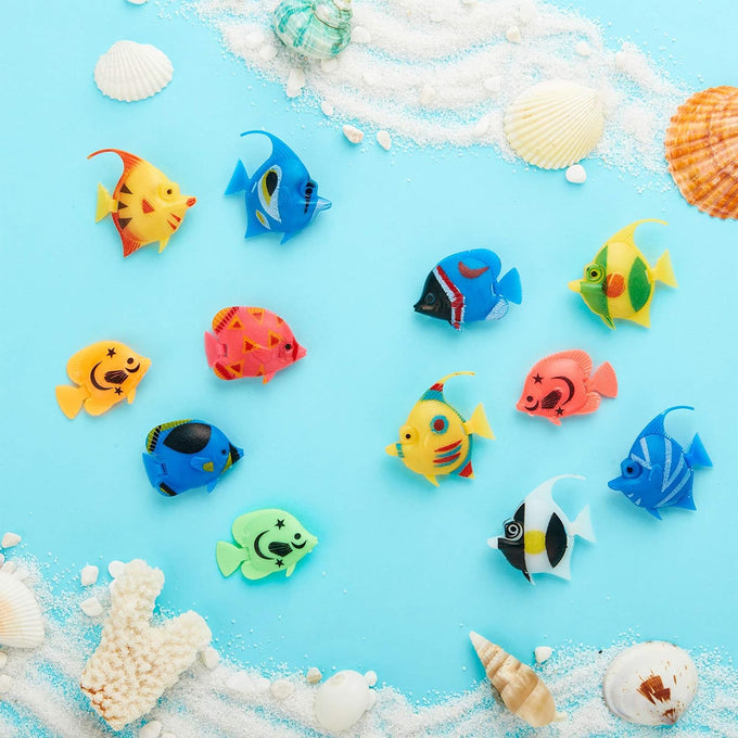 Weewooday 20 Pcs Artificial Moving Fishes Plastic Floating Lifelike Fish Tank Ornaments Aquarium Decorations Assortment