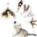 cat insect feather toys 6 pieces natural replacement refills interactive teaser attachments with bell