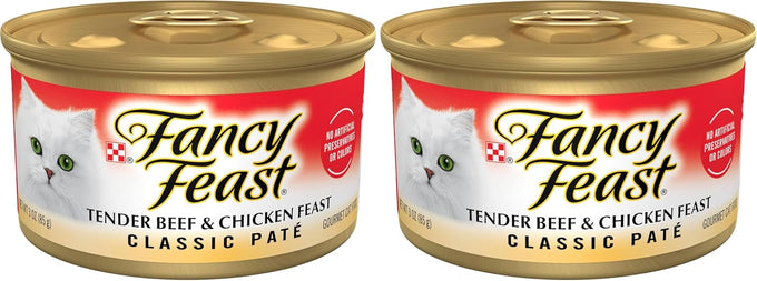Purina fancy feast tender beef and chicken wet cat food 24 pack 3 oz cans