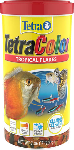 Tetra Tropical Color Flakes, 7.06 oz, nutritionally balanced diet for tropical fish with color enhancing formula