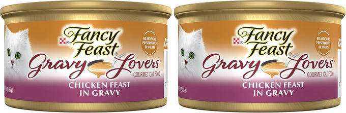 Purina Fancy Feast Gravy Lovers Chicken Wet Cat Food, 3 oz. Cans, 24 Pack, No Artificial Colors or Preservatives